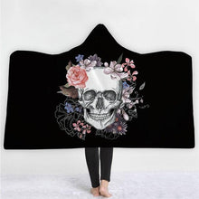 Load image into Gallery viewer, 3D Cool hooded blanket fashion skull print plus nightgown