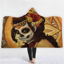 Load image into Gallery viewer, 3D Cool hooded blanket fashion skull print plus nightgown