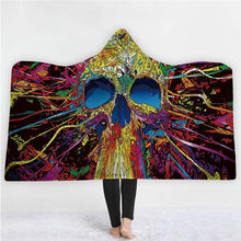 Load image into Gallery viewer, 3D Cool hooded blanket fashion skull print plus nightgown