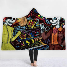 Load image into Gallery viewer, 3D Cool hooded blanket fashion skull print plus nightgown