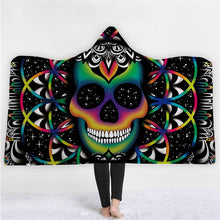 Load image into Gallery viewer, 3D Cool skull printed blanket thick hooded cloak robe