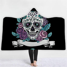 Load image into Gallery viewer, 3D Cool skull printed blanket thick hooded cloak robe
