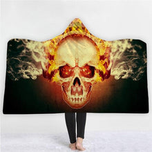 Load image into Gallery viewer, 3D Cool skull printed blanket thick hooded cloak robe