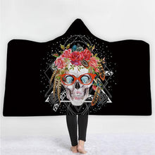 Load image into Gallery viewer, 3D Cool skull printed blanket thick hooded cloak robe