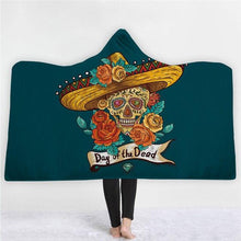 Load image into Gallery viewer, 3D Cool skull printed blanket thick hooded cloak robe
